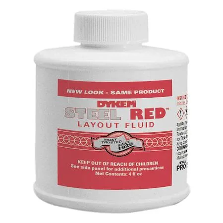 Dykem 80396 Steel Red layout fluid in a 4 oz brush-cap bottle
