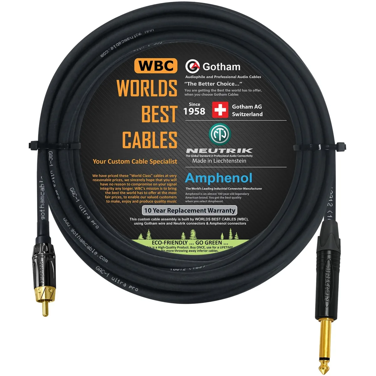V2 Technologies V2 Technologies TS to RCA Cable 25 Foot Gotham GAC-1 Ultra Pro 2 in 1 accessory — product photo