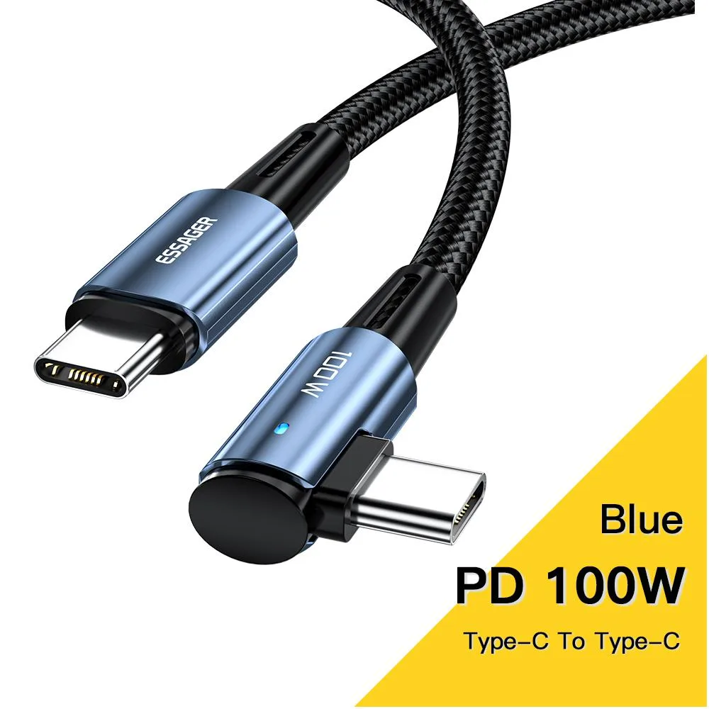 Jansicotek Jansicotek Essager CGL 100W USB-C Cable Right Angle Blue 3.3FT — product photo
