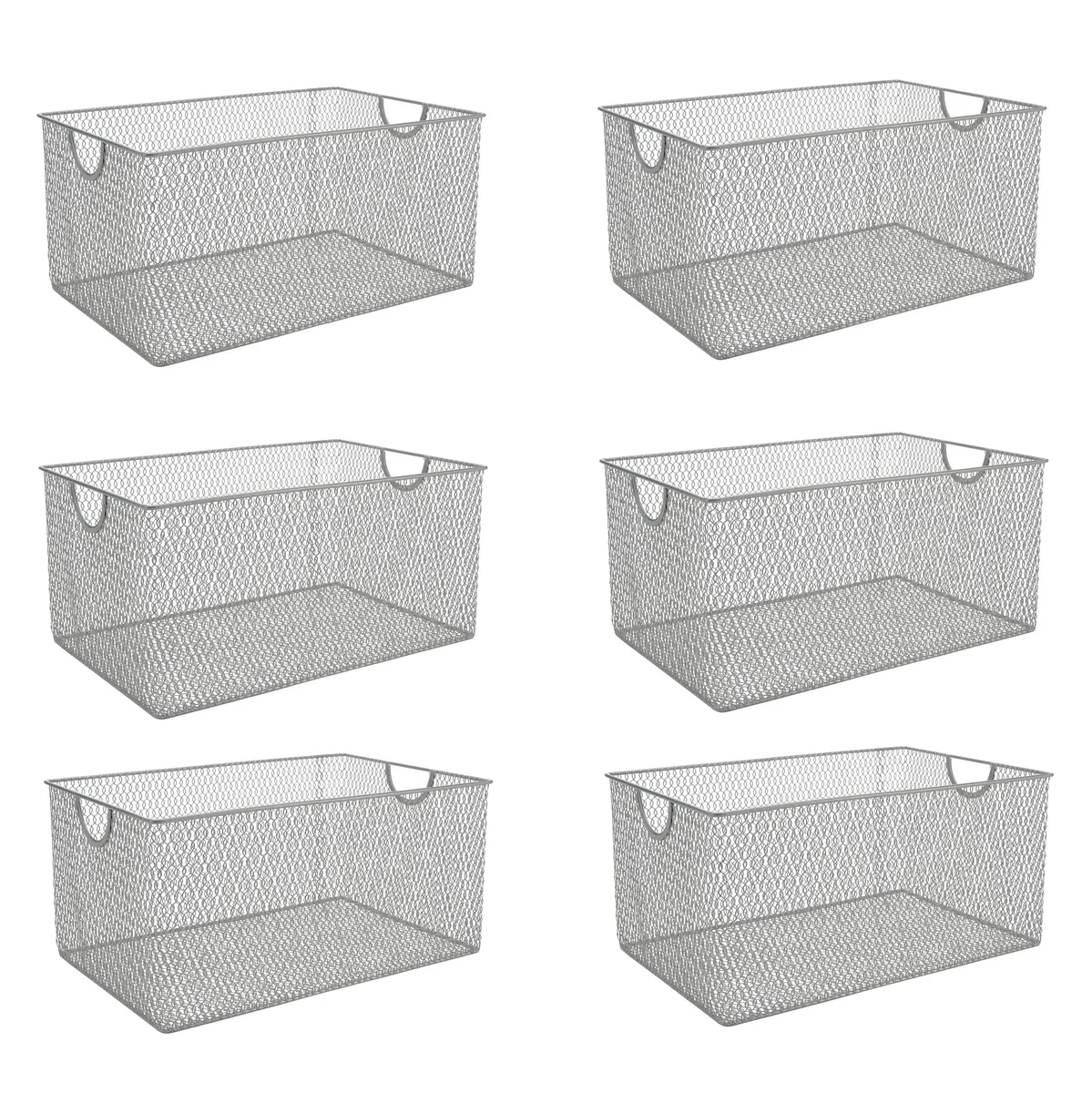 Six red plastic round flatware storage bins in a pack