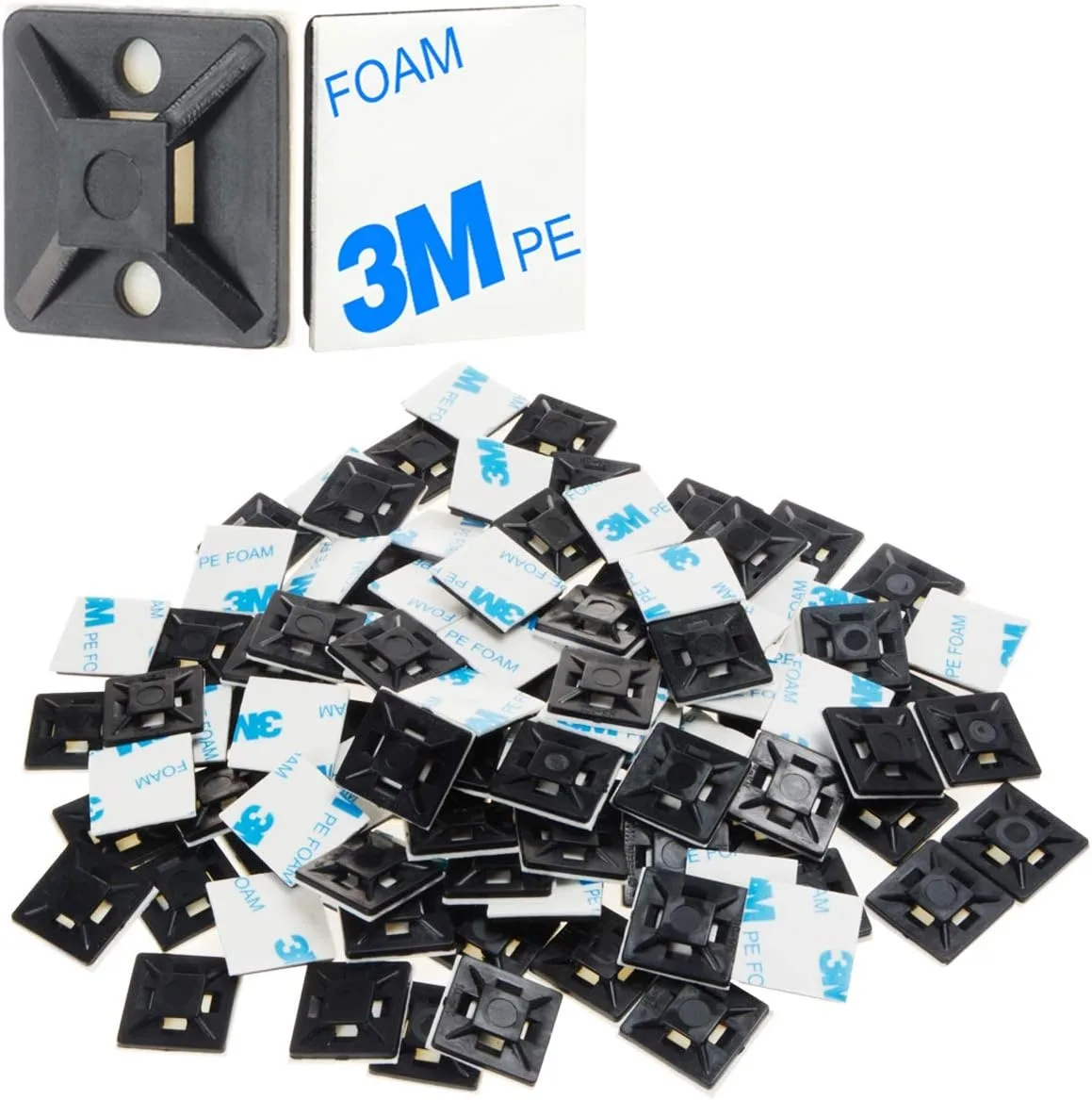 Ennovor Ennovor 100 PCS 3/4 Black Self Adhesive Cable Zip Tie Mounts — product photo