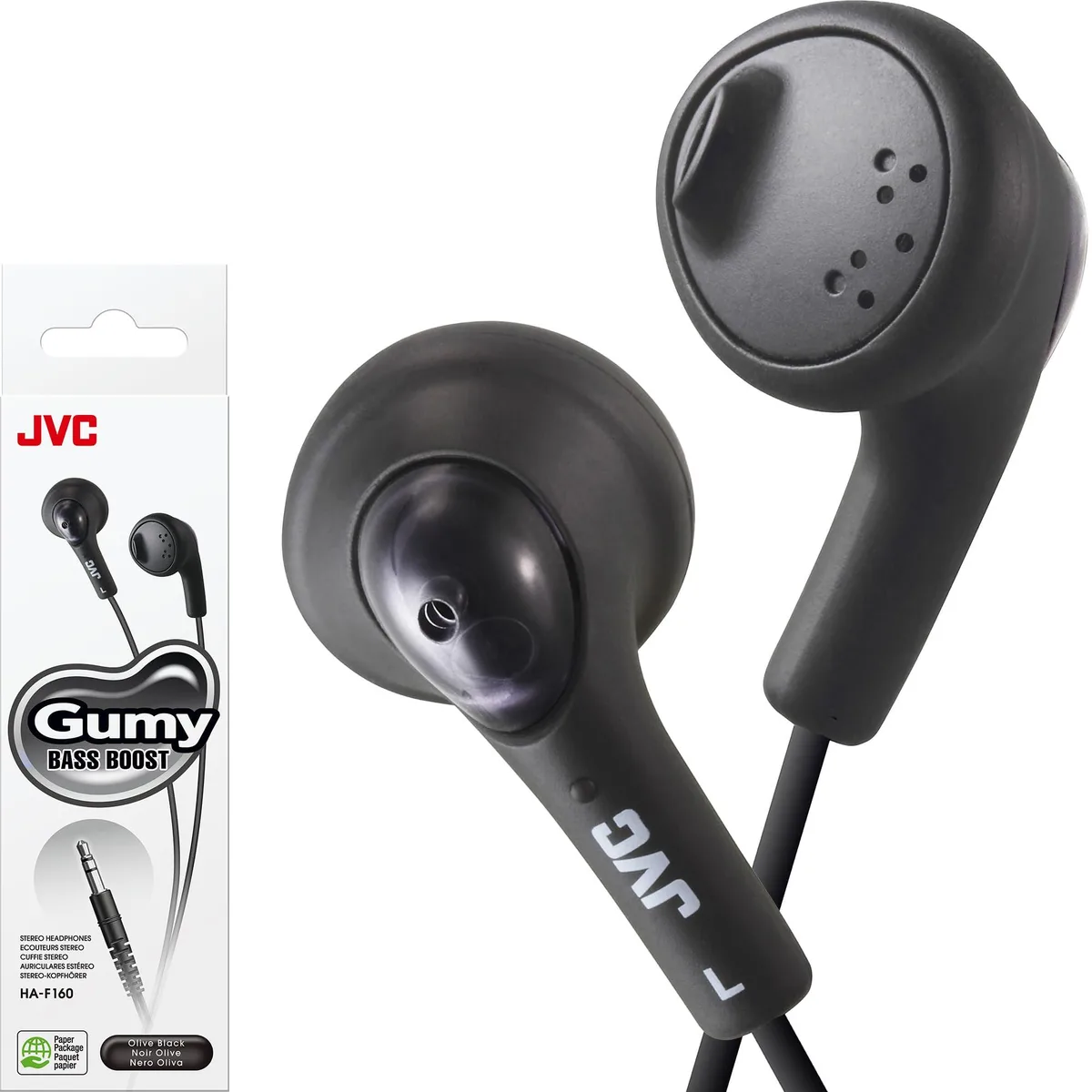  JVC HAF160B Gumy In-Ear Headphone Black 16 ohms 3.5mm — product photo