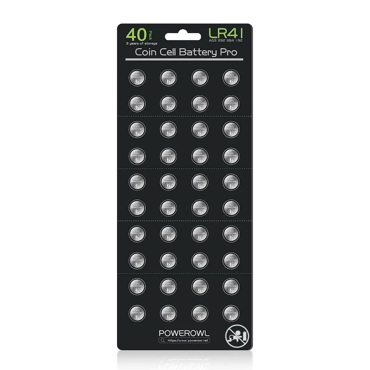 No Sew No Sew POWEROWL LR41 1.5V Alkaline 40 Pack — product photo