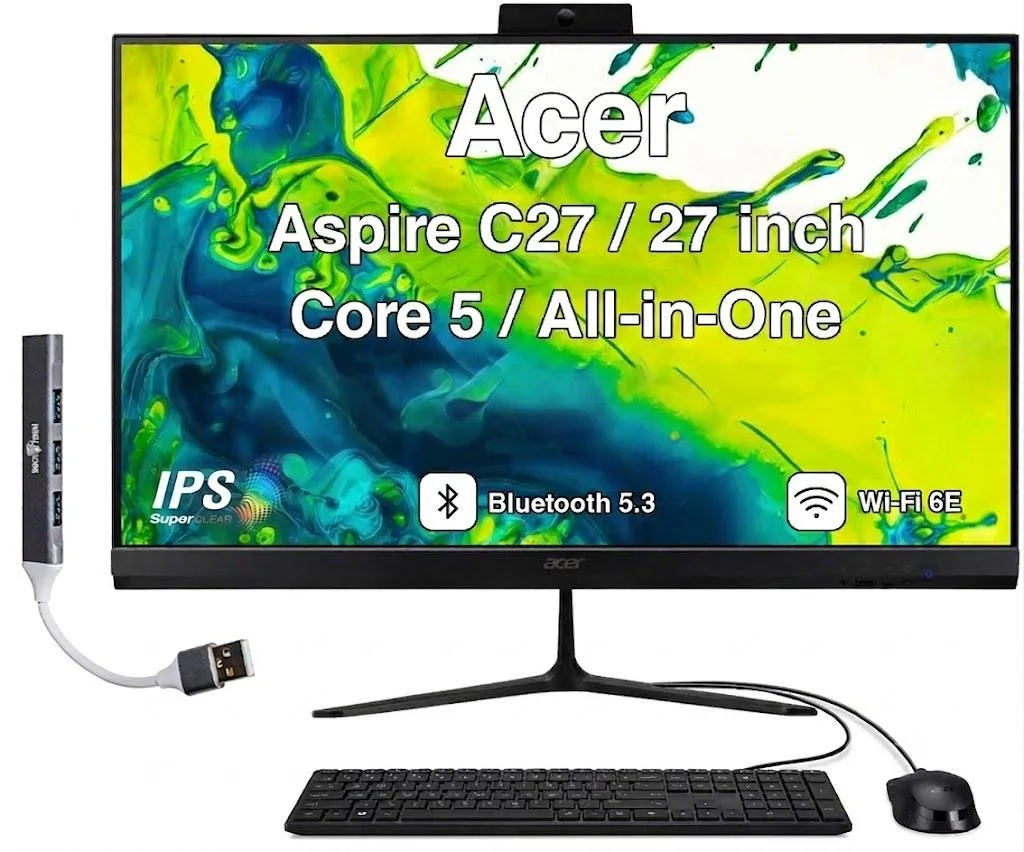 Acer America Acer Aspire C27 all-in-one PC 27" IPS FHD 120Hz Core 5 120U 32GB DDR5 8TB NVMe — product photo