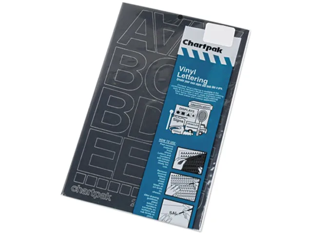 Chartpak Chartpak 1050 Self-Adhesive Vinyl Letters Numbers Black 2" 77/Pack Educational Supply — product photo