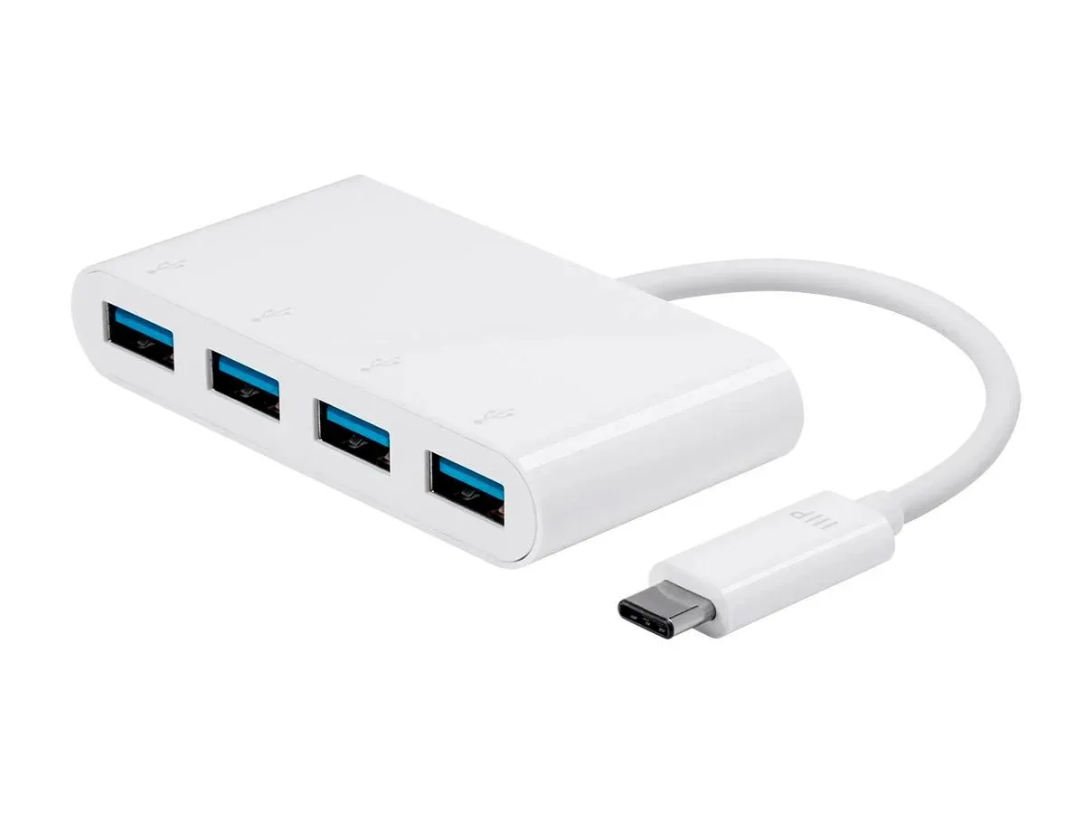 Monoprice Inc. Monoprice Inc. 115248 4-Port USB 3.0 Hub USB-C to USB-A White — product photo