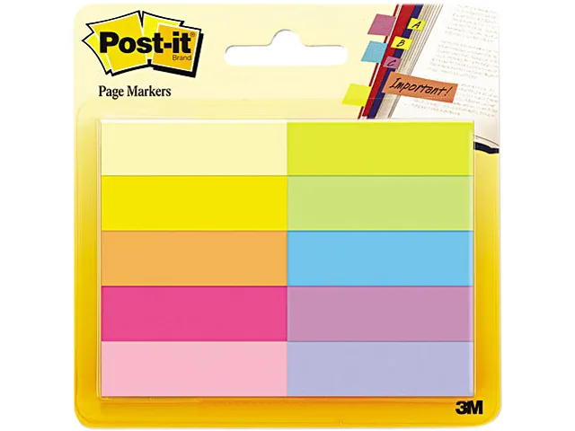 Post-it Post-it Page Flag Markers Assorted Bright Colors 50 Sheets/Pad 10 Pads/Pack accessory — product photo