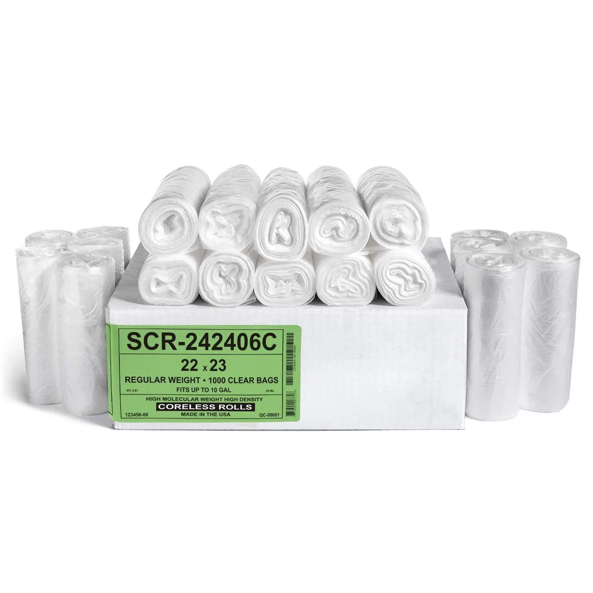  Aluf Plastics SCR Series 10 Gallon Trash Bags 1000 Pack 6 Micron Clear — product photo