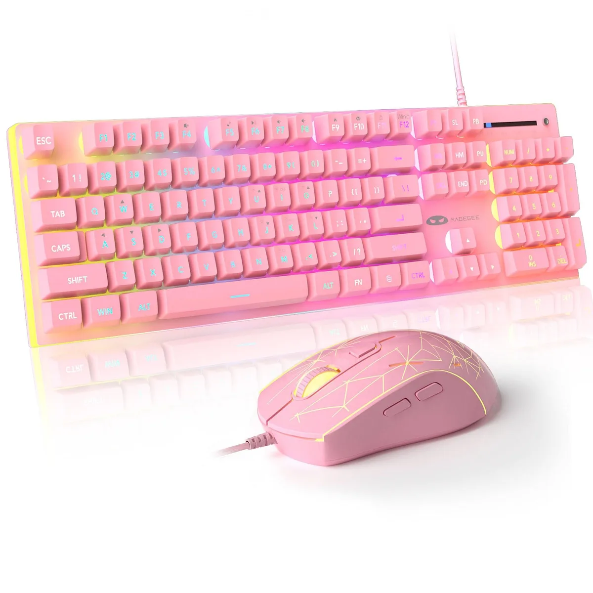 Redragon GT838 Gaming Keyboard and Mouse Combo, 104 Keys RGB Wired USB, Pink — product photo