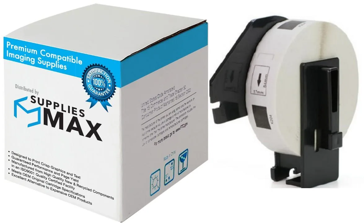 SuppliesMax SuppliesMax DK-1204 White Die-Cut Label Tape 17mm x 54.3mm 400 Labels — product photo