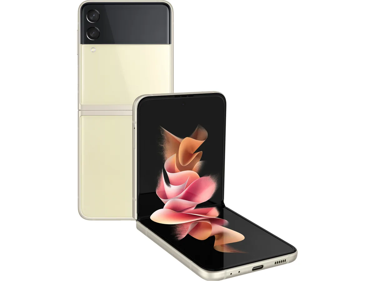SAMSUNG SAMSUNG SM-F711UZEBXAA Galaxy Z Flip 3 5G 128GB Cream cell phones - unlocked — product photo