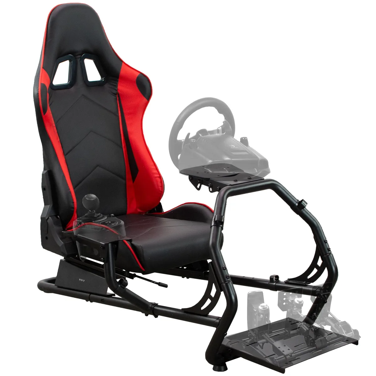 VIVO VIVO Racing Simulator Cockpit Black Red Wheel Stand Reclining Seat — product photo