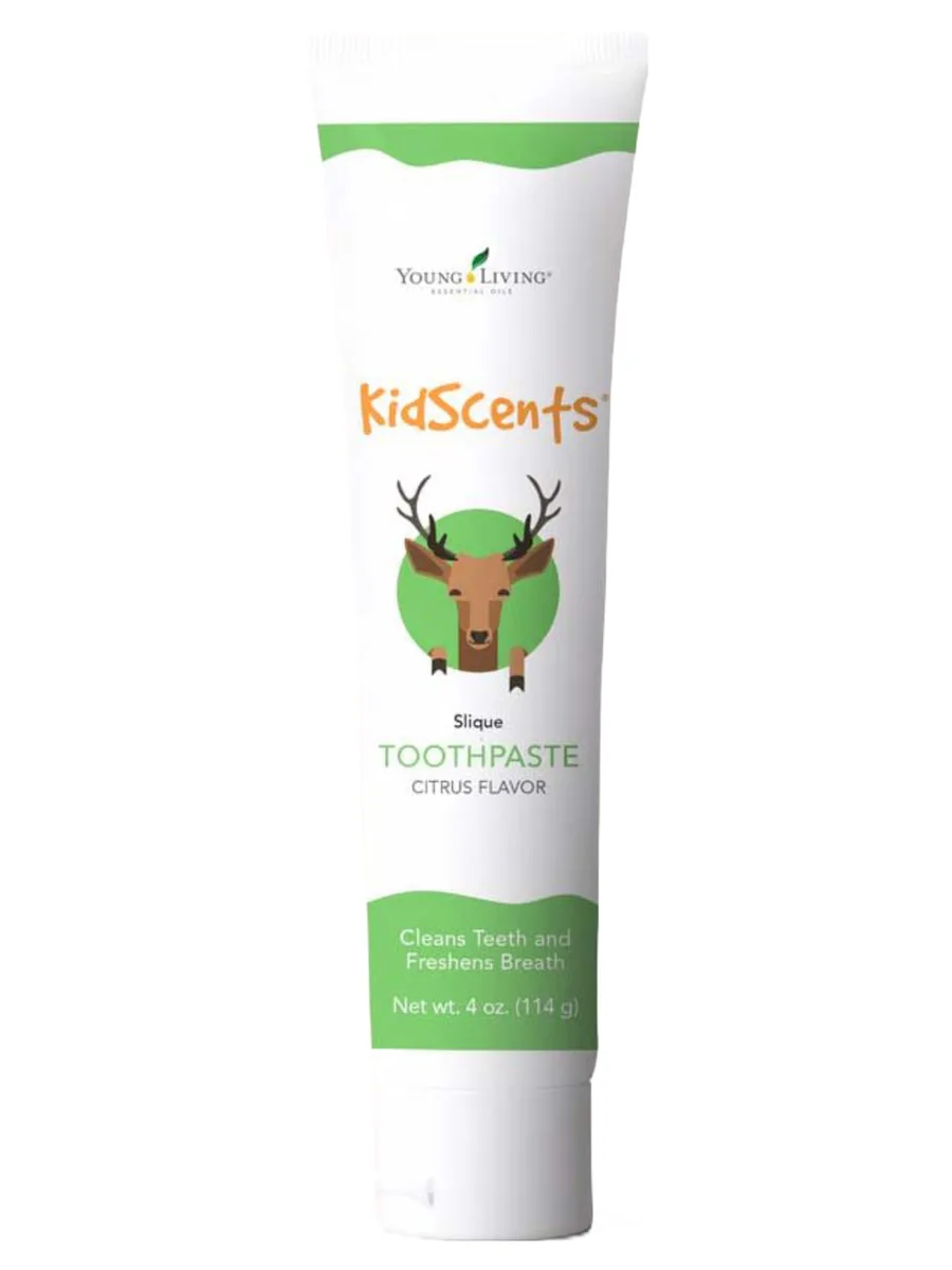 A white 4 oz toothpaste tube with orange and green cap