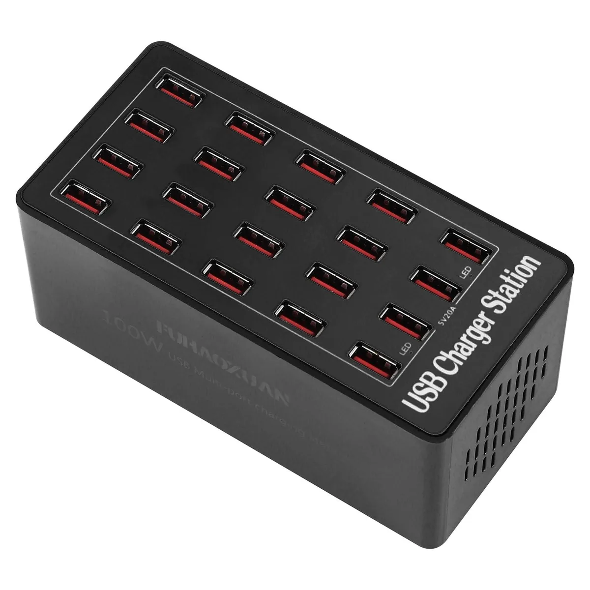  FUHAOXUAN WLX-A5+ 20-Port 100W USB Charger Black — product photo