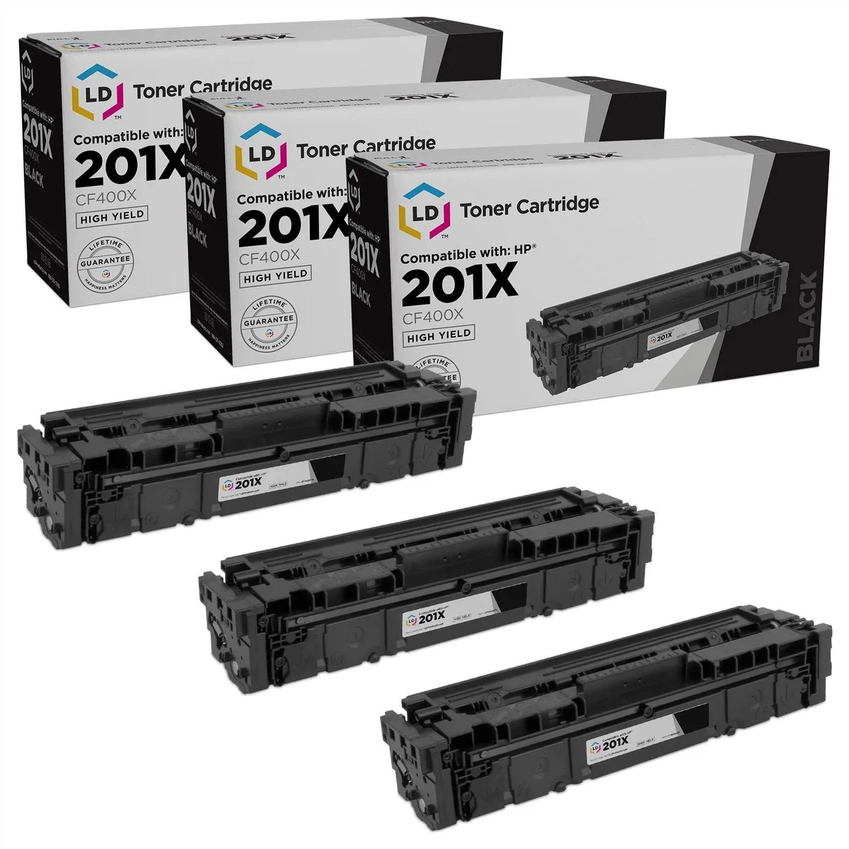 LD Products LD Products Compatible Toner Cartridge HP 201X CF400X High Yield Black 3-Pack — product photo
