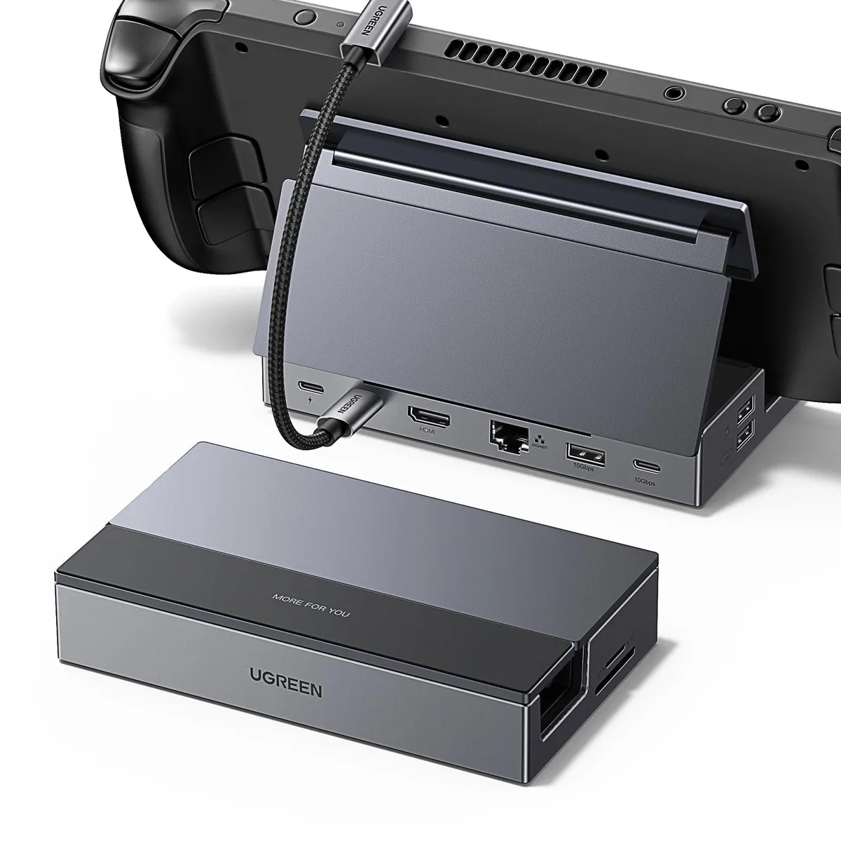 UGREEN 25869 Steam Deck Dock 9-in-1 USB-C 4K@60Hz PD 100W 10Gbps Grey — product photo