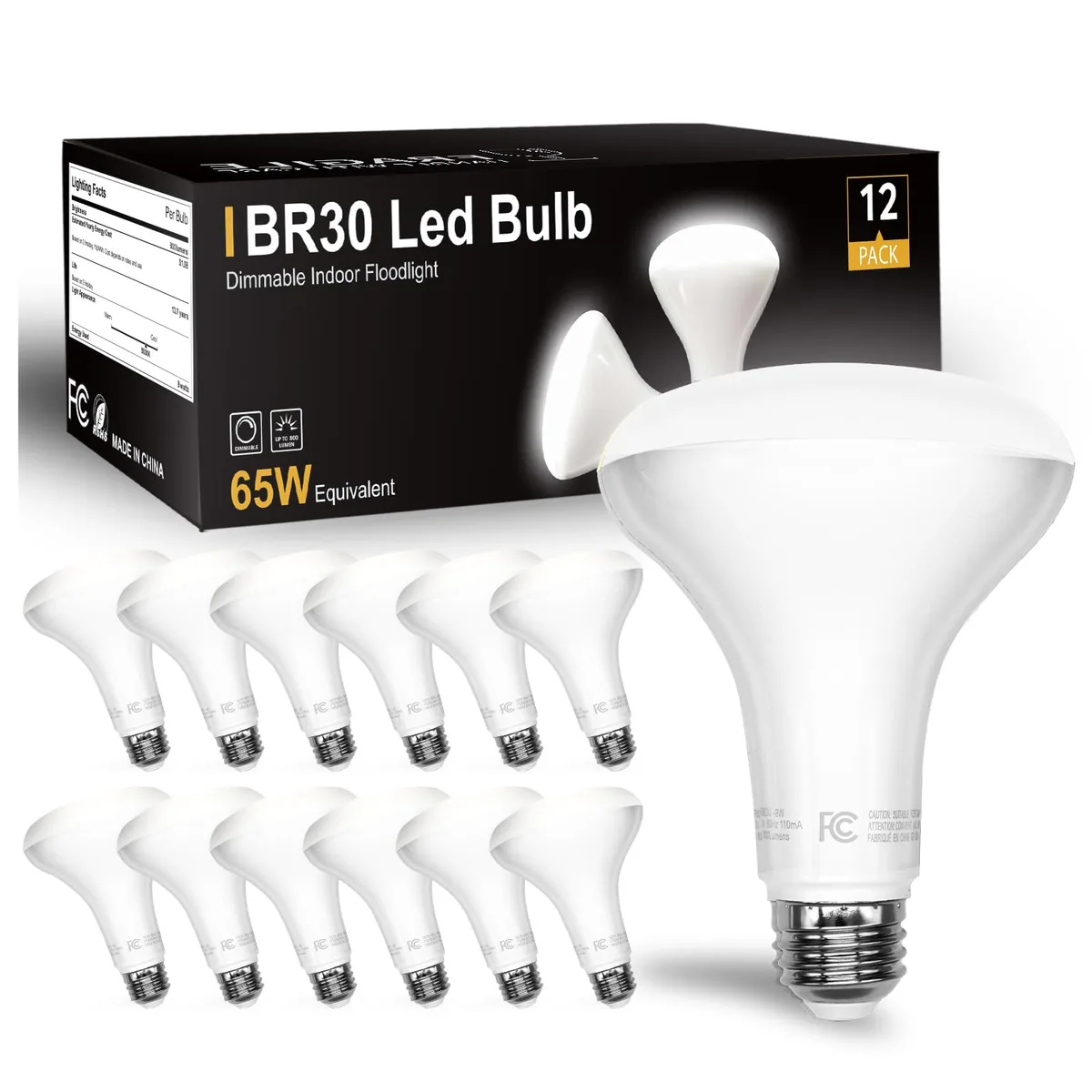  DAYBETTER BR30 LED Light Bulb 5000K 65W Equivalent Dimmable E26 800LM 12Pack — product photo