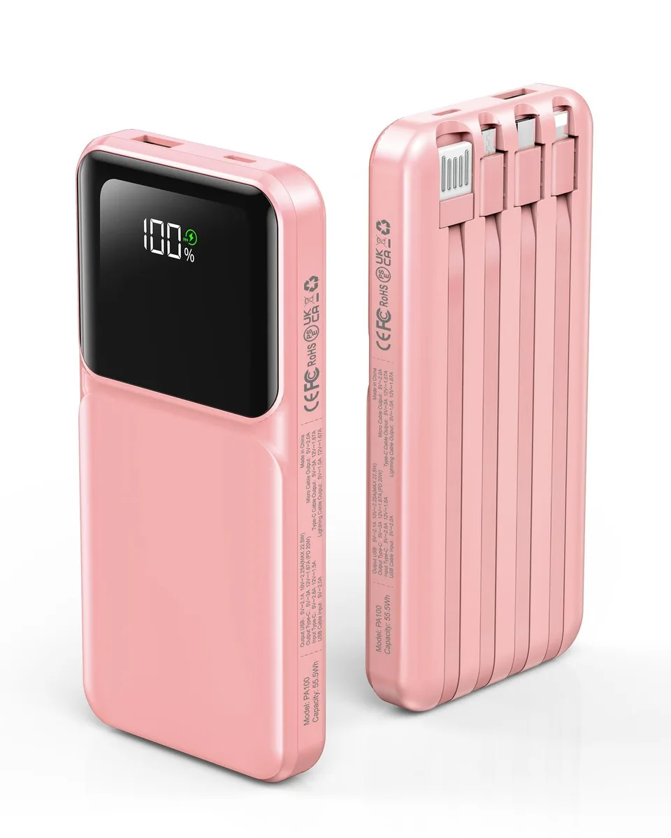 RONEGN PA100-10 power bank 10000mAh 22.5W pink — product photo