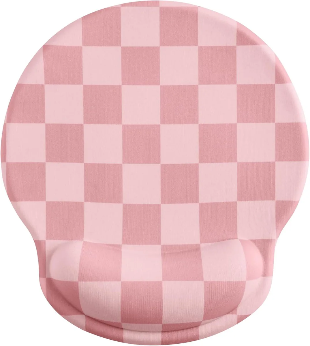 BAOFENG BAOFENG Coral Pink Checkered Mouse Pad with Gel Wrist Rest 9.5 × 8.5 inches — product photo