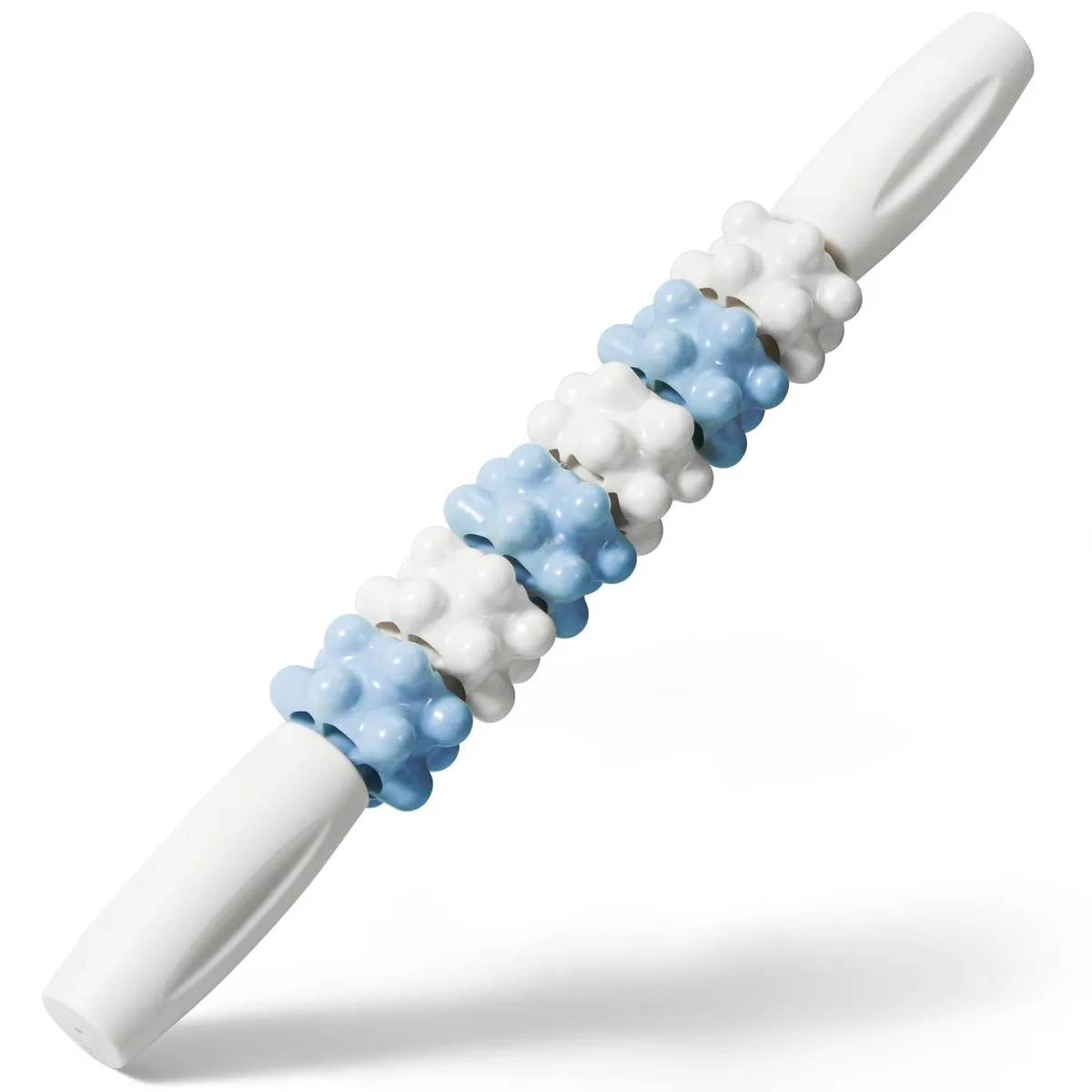 Handheld coral-textured massage roller stick with non-slip handles