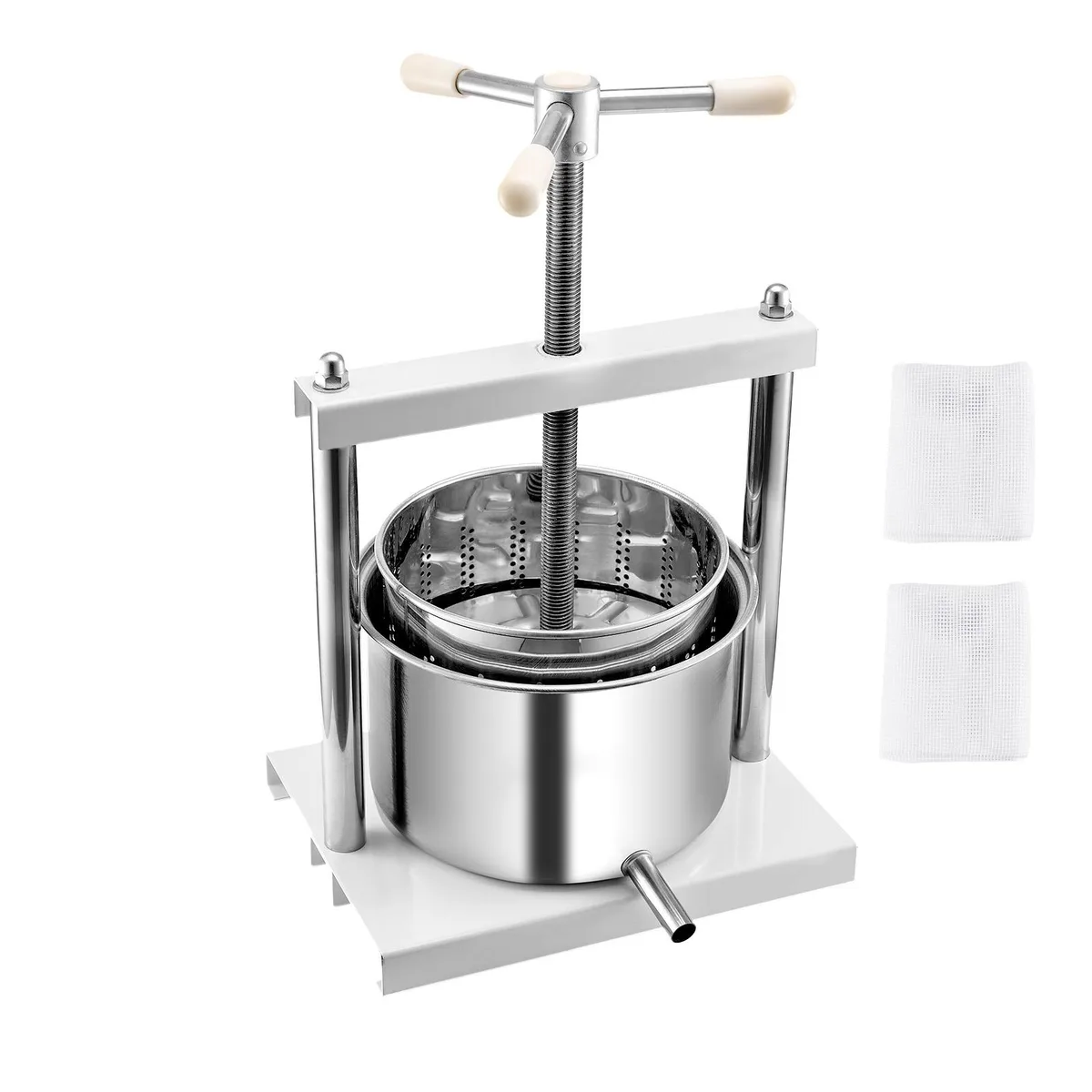 VEVOR VEVOR 1.45 Gal / 5L Fruit Wine Press, 2 Stainless Steel Barrels, Manual Juice Extractor — product photo