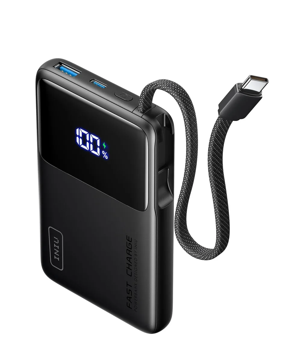INIU P55L 10000mAh 45W Power Bank with Built-In Cable — product photo
