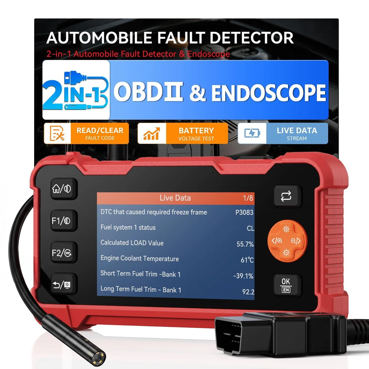  OBD2 Scanner Endoscope Camera Type O101 4.3in Screen 0.671kg — product photo