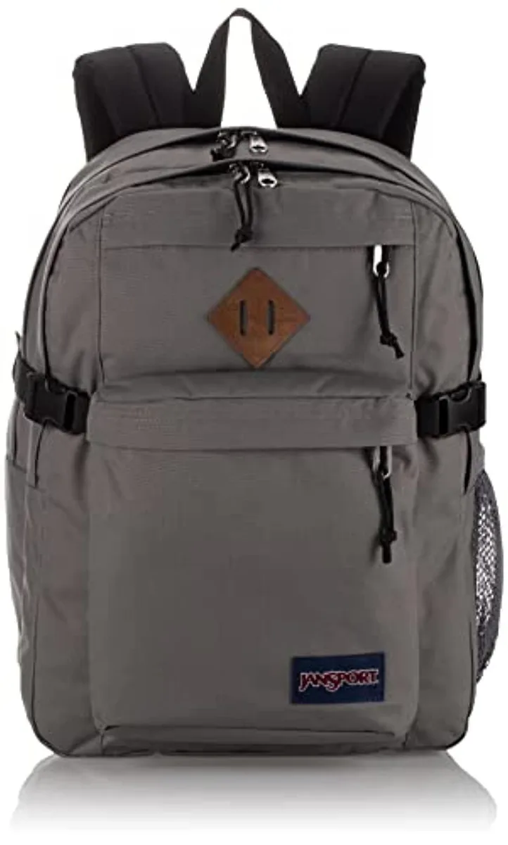 Graphite grey polyester backpack with padded 15 inch laptop sleeve