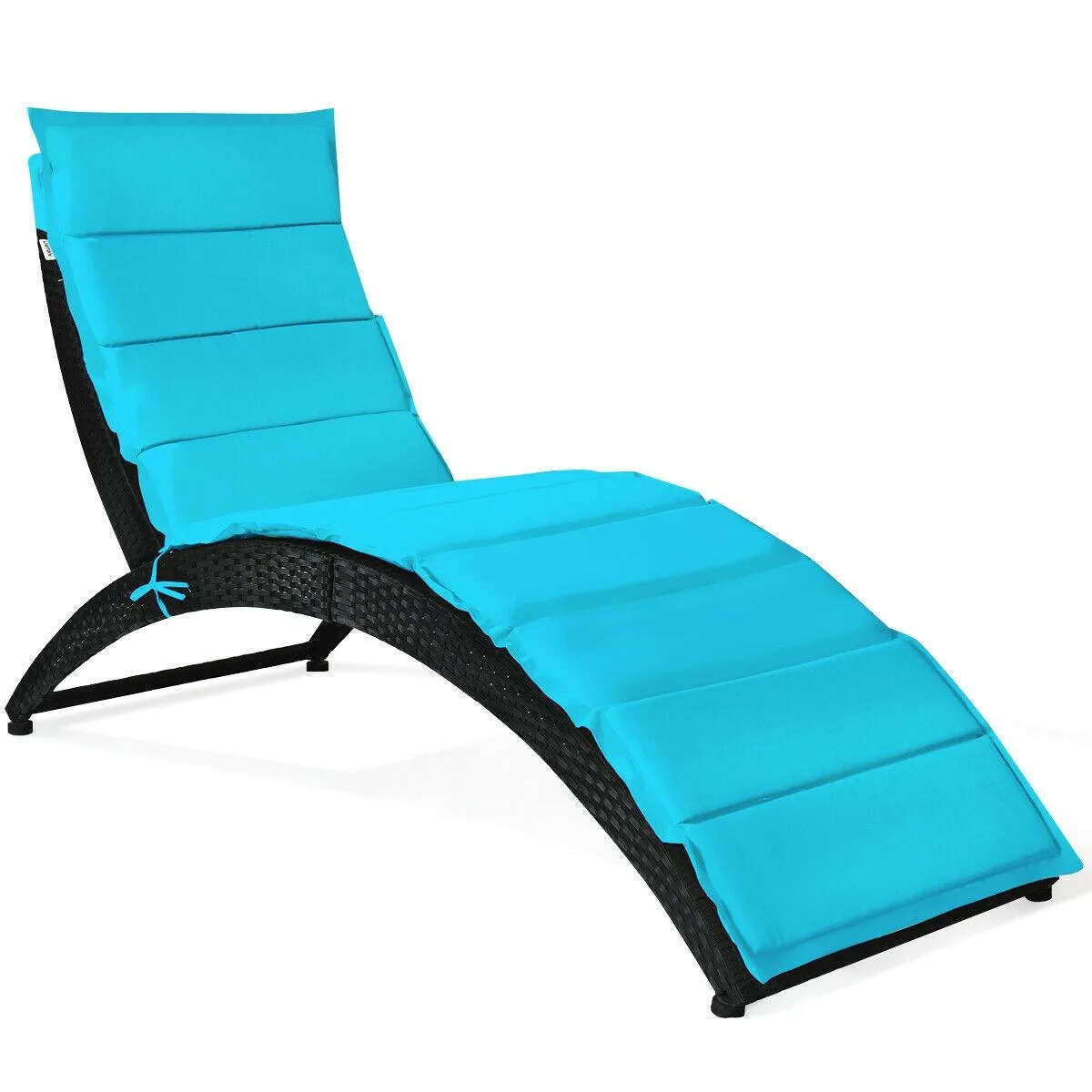SlickBlue SlickBlue Folding Patio Rattan Lounge Chair Turquoise 64'' x 25'' x 37' — product photo