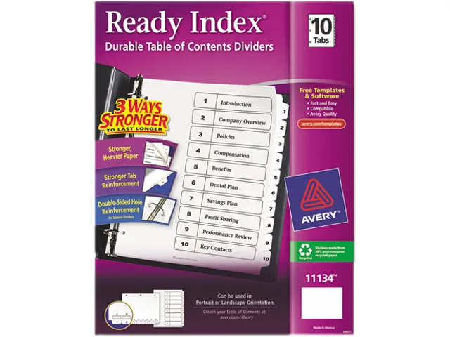 Avery Avery 11134 10-Tab Dividers card filing — product photo