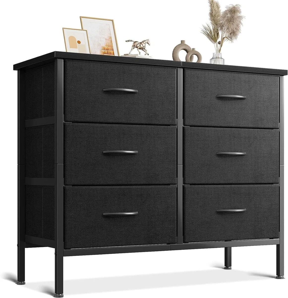 BFKK BFKK Small Fabric Dresser 6 Drawers Black 11.81x25.19x29.52 office furniture — product photo
