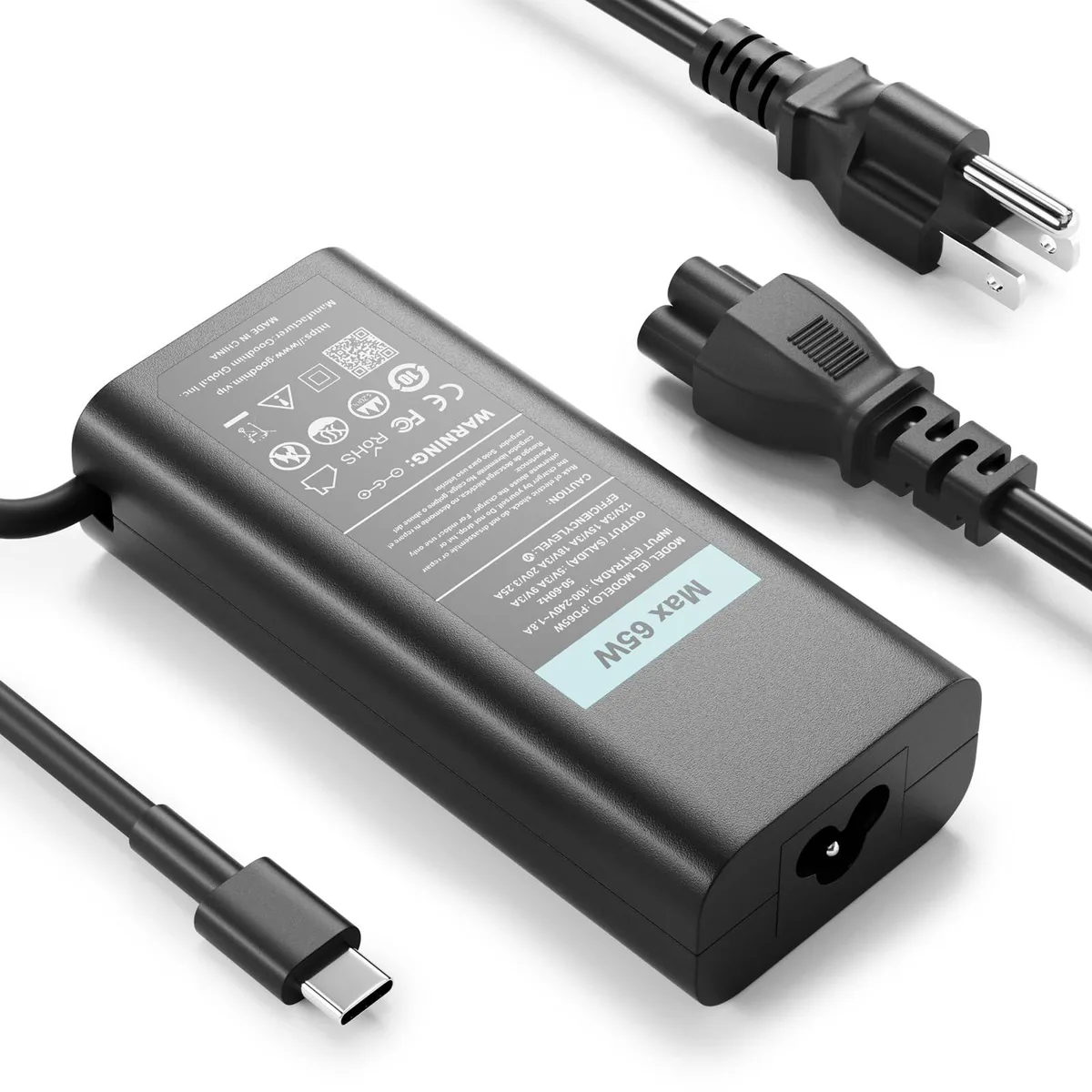  2-Power PD65W 65W USB-C Laptop Charger for Dell Latitude XPS Chromebook — product photo