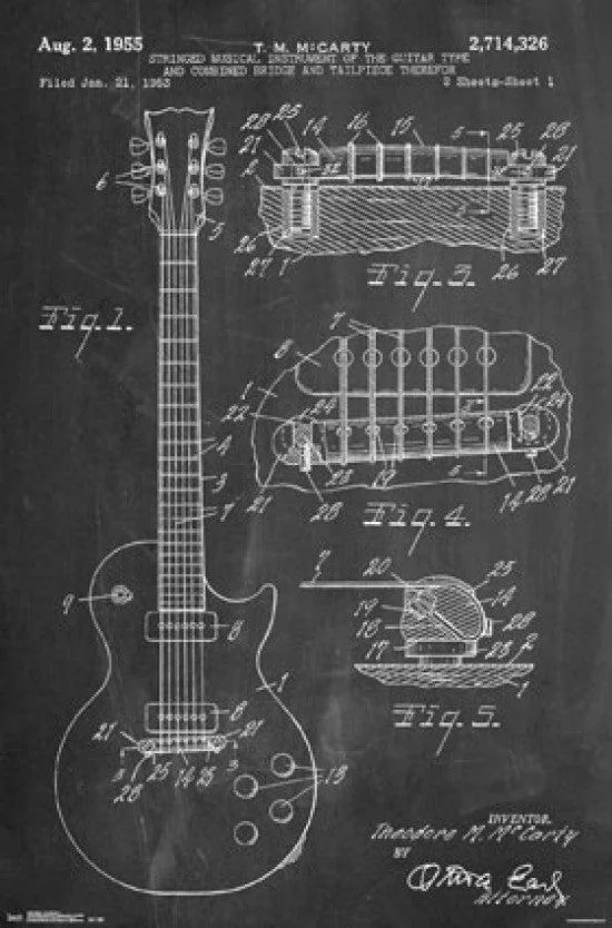 Poster print of a guitar, 22 by 34 inches, rolled in tube