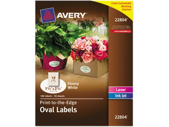 Avery Dennison Avery Dennison 22804 Label 1.50" x 2.50" Oval 18/Sheet White — product photo