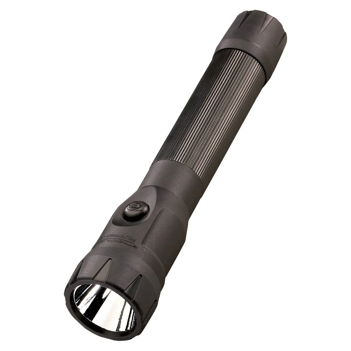 Black nylon rechargeable flashlight with charger base