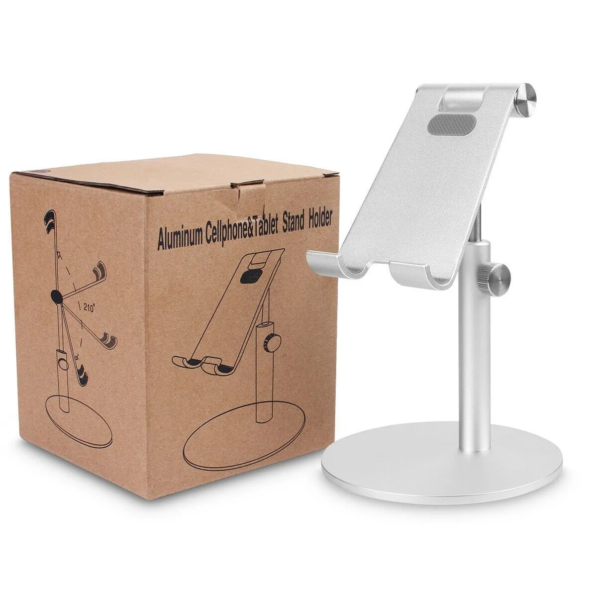 AICase AICase Aluminum Desktop Phone Mount Silver 105-165mm 210° 260g — product photo