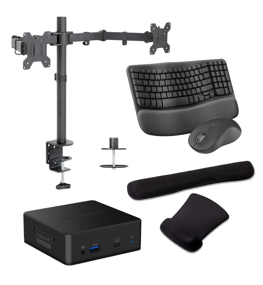 Belkin Belkin Connect USB-C 85W Dock Bundle: Dual FHD, MK670, Dual Monitor Stand, Gel Pads — product photo
