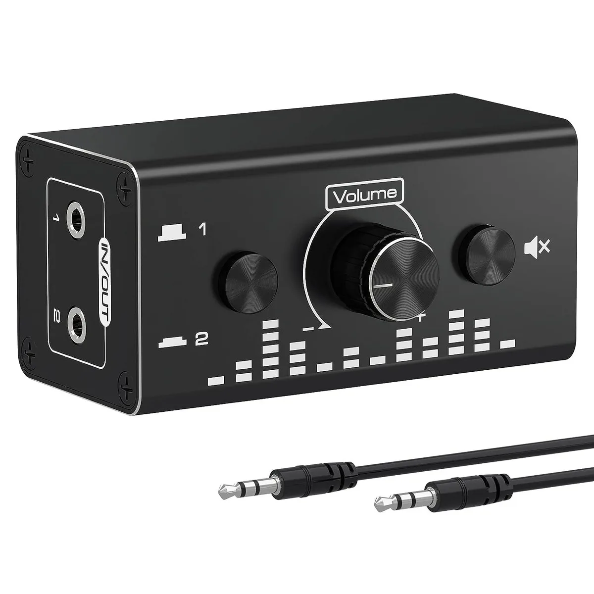 Hitoor Hitoor 3.5mm Bi-Directional Audio Switch 2 In 1 Out 1 In 2 Out Volume Mute Black — product photo