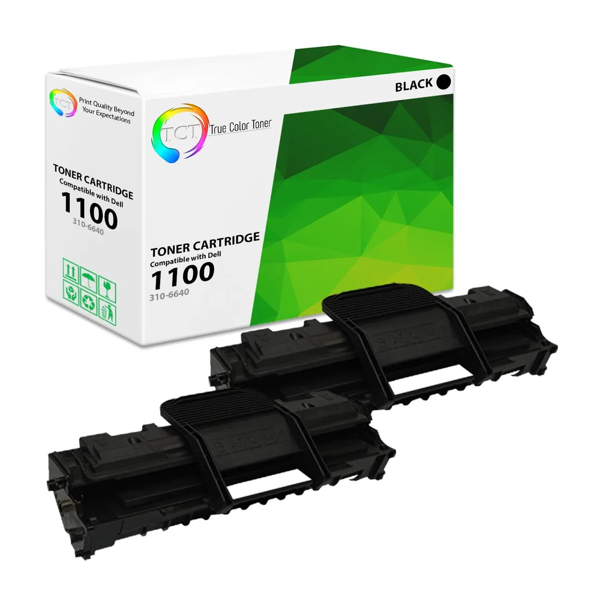 True Color Toner True Color Toner 1100 Black Toner Cartridge 2 Pack 3000 Pages 310-6640 — product photo