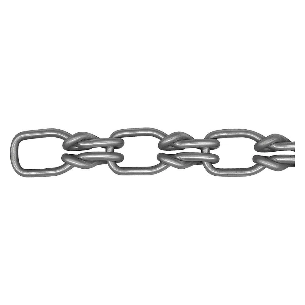 Coiled zinc-finished carbon steel lock-link chain, 100 ft length