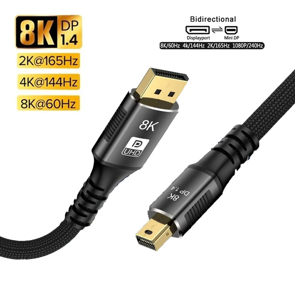 LUOM LUOM TJ-TDP10 Mini DP to DisplayPort 1.4 cable 6.6 ft 32.4 Gbps 8K@60Hz — product photo
