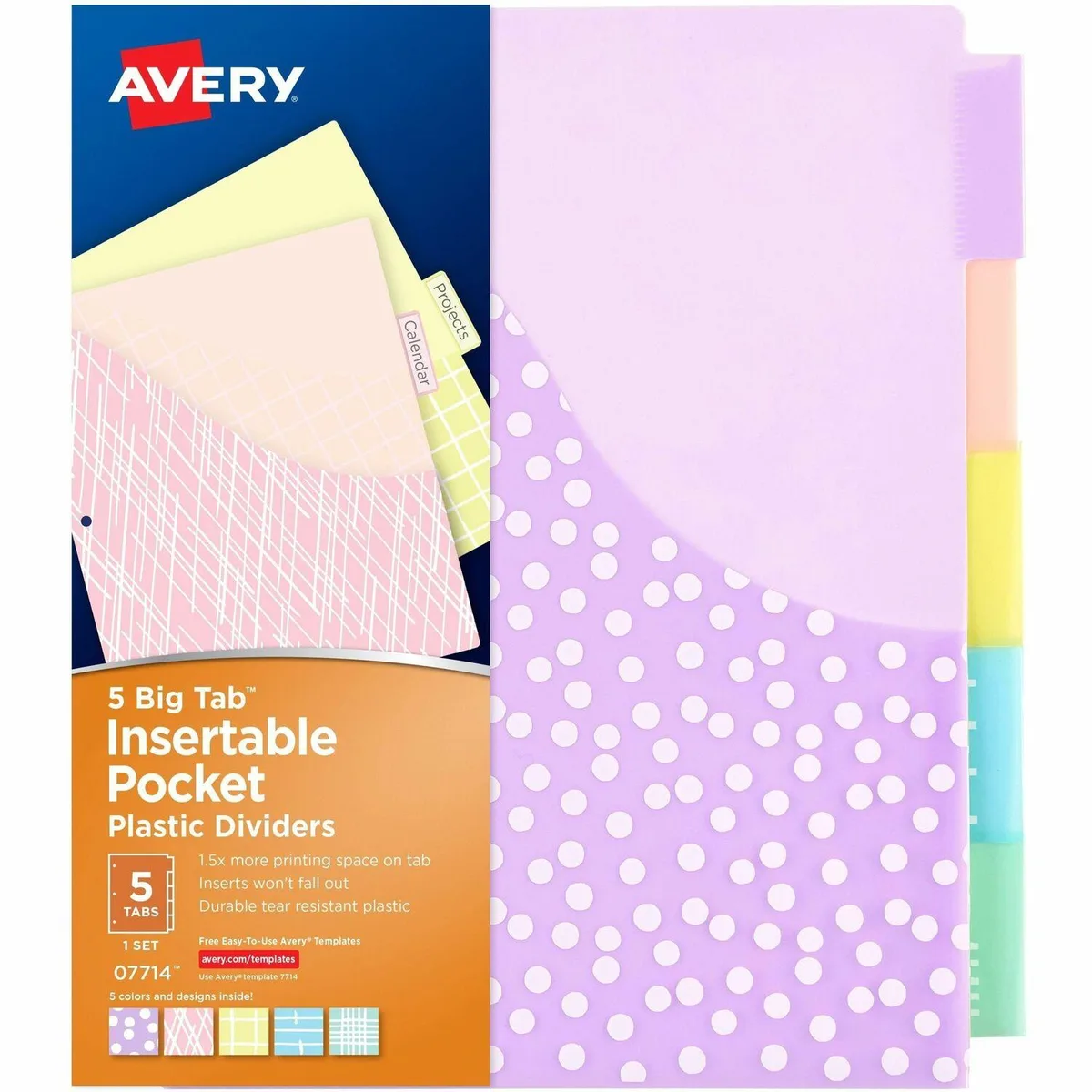 Avery Avery AVE07714 Big Tab Pocket Divider 5 Tabs 8.5 x 11 in Multicolor — product photo