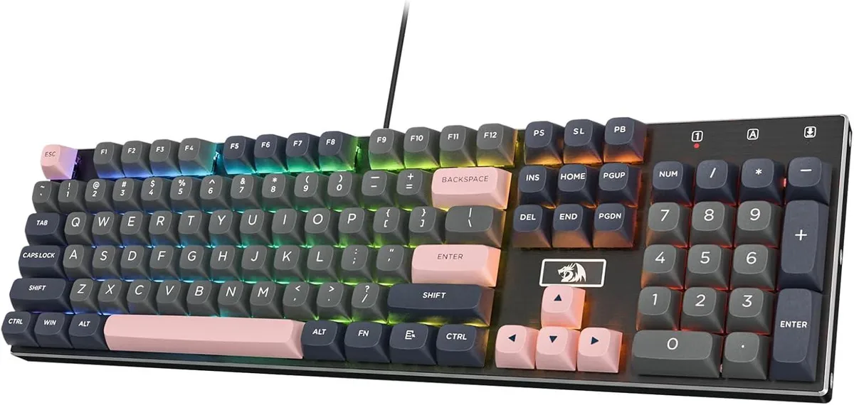 Redragon Redragon K556 SE Wired Gaming Keyboard Dawn Sakura 104 Keys Hot-Swap Linear Switch PBT Keycaps — product photo