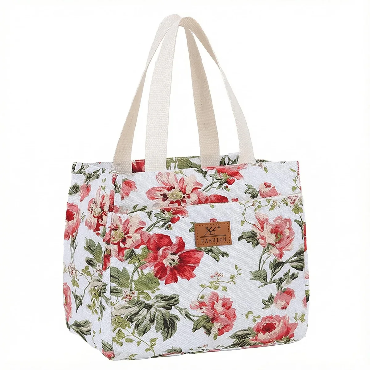 No Sew No Sew Red Floral Insulated Lunch Bag 9.4×6.3×8.3 in 170 g — product photo