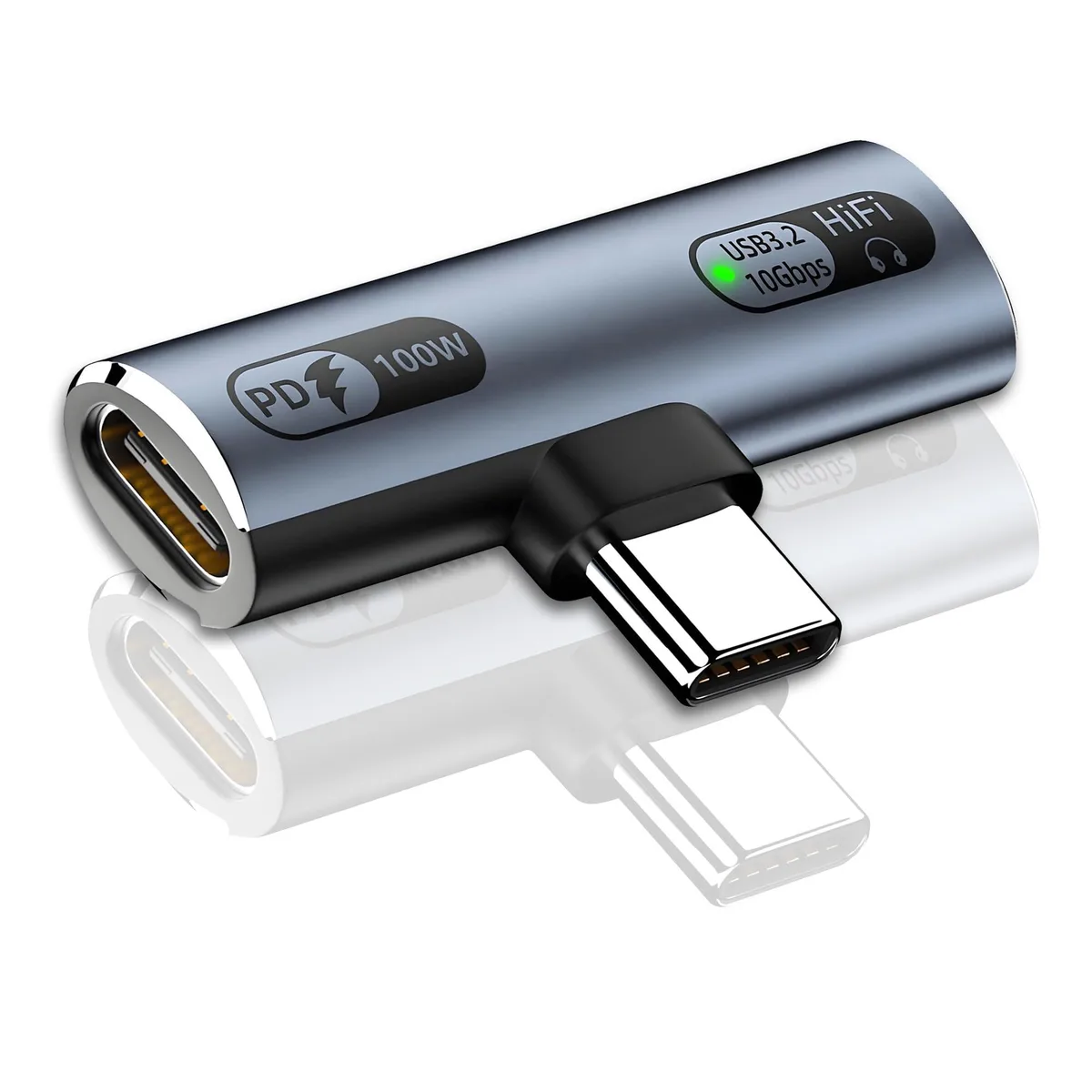 Vision USB-C Splitter 2-in-1 Charging Audio 100W 10Gbps DAC Gray — product photo
