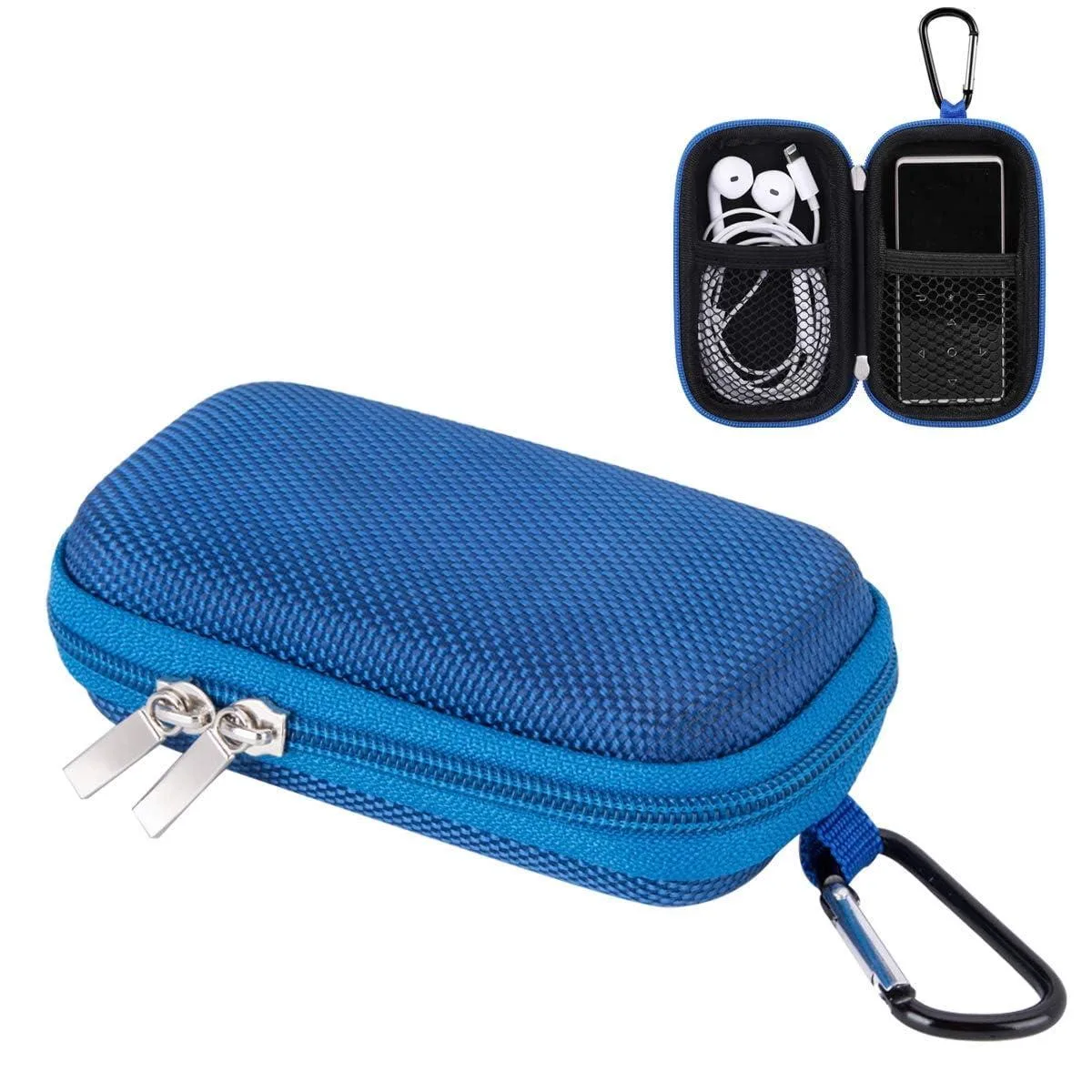  AGPTEK MP3 Player Case 1.8 inch Blue with Carabiner Clip — product photo
