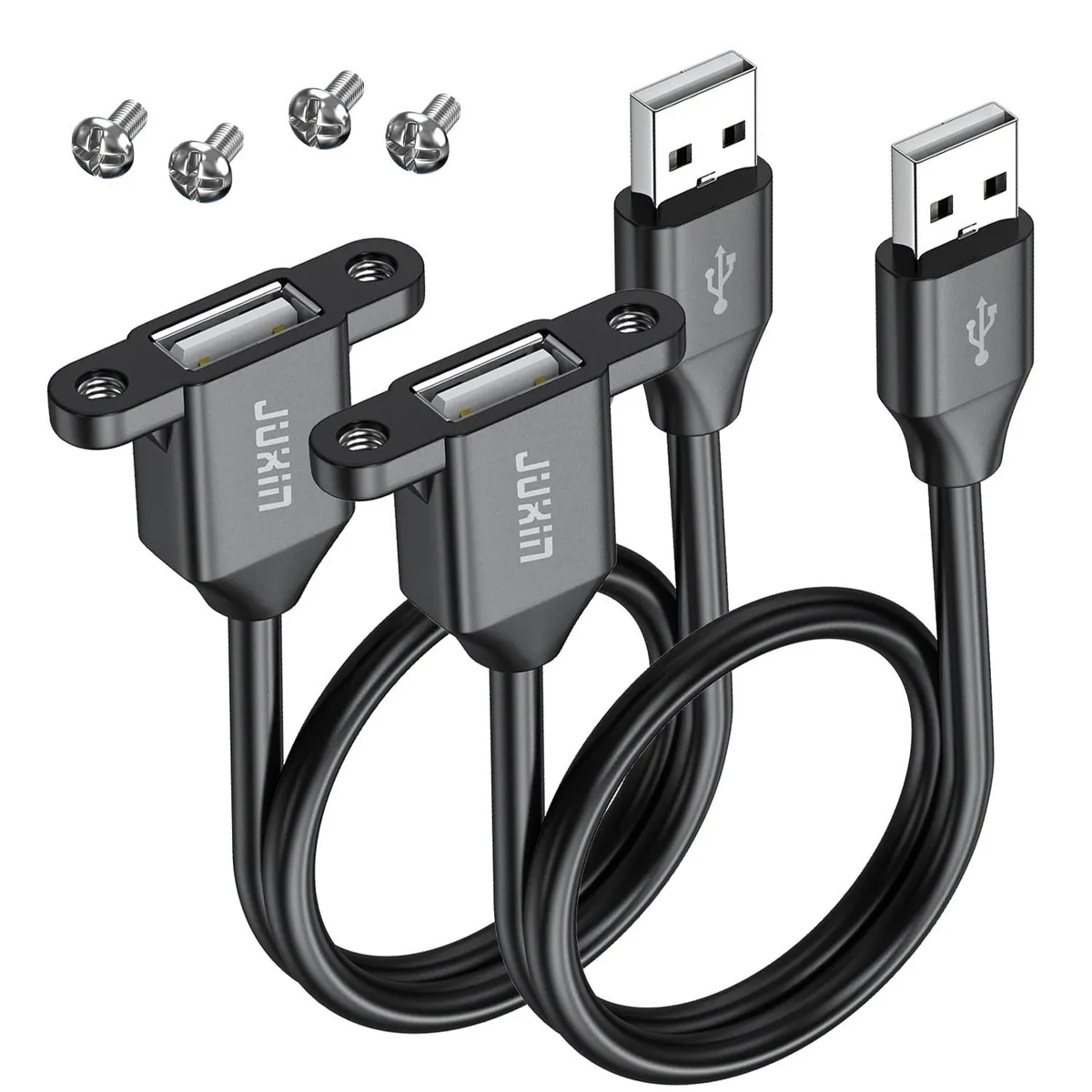  JUXINICE USB 2.0 Male-to-Female Extension Cable 3FT Panel Mount 2-Pack Blue — product photo