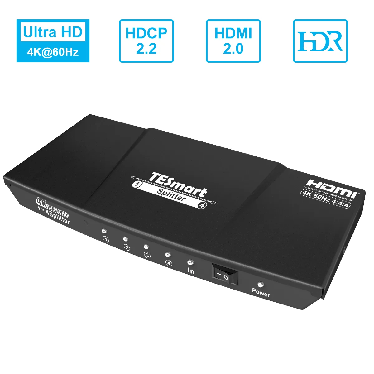 TESmart TESmart 1x4 HDMI Splitter 4K@60Hz HDR10 Black — product photo