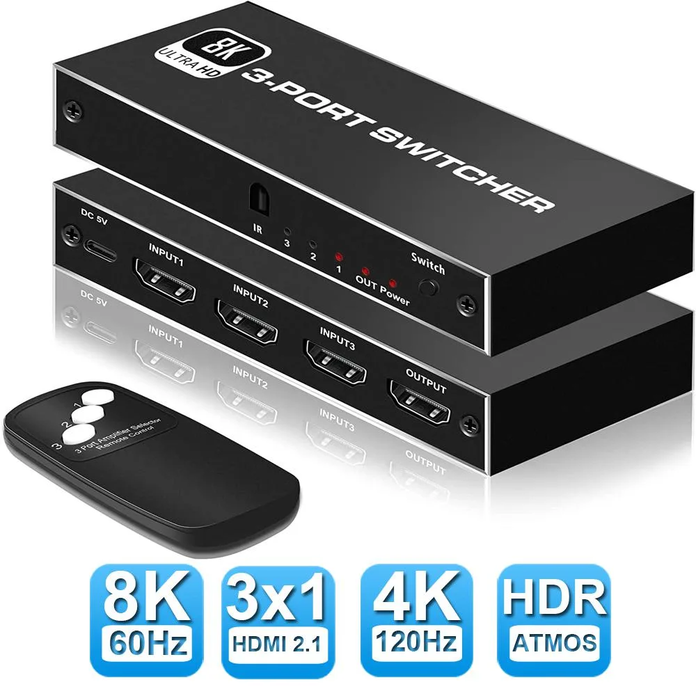 ESTONE ESTONE OZ8Q3-3 3x1 HDMI 2.1 video switch 8K@60Hz 48Gbps — product photo
