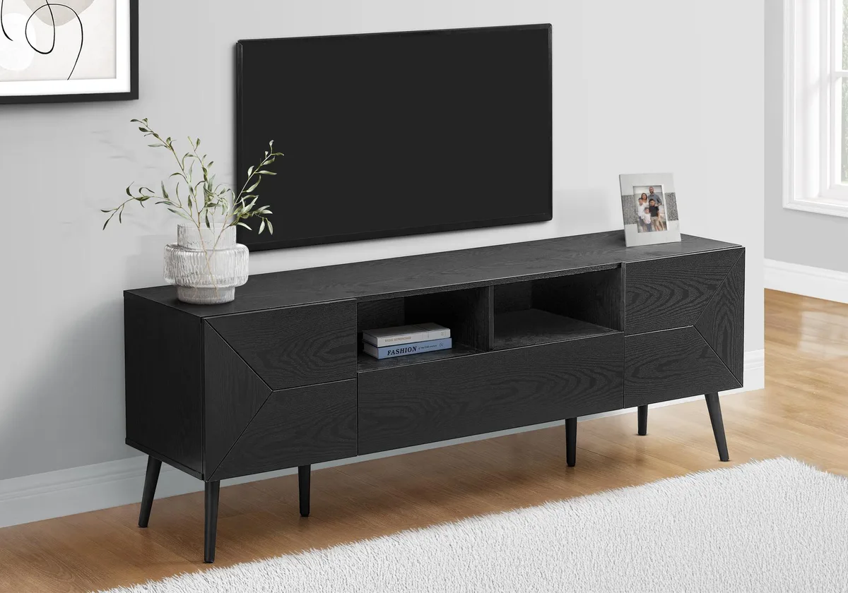 tuphen tuphen 72 Inch TV Stand Black Laminate Mid Century Modern Home Entertainment — product photo